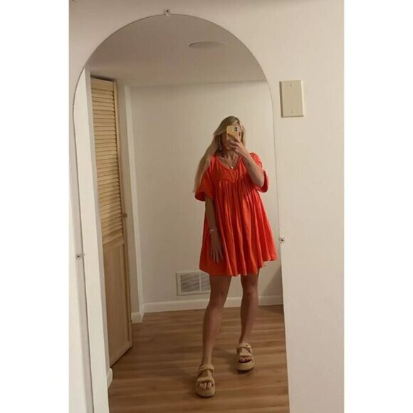 FREE PEOPLE Catalina Mixed Media Minidress in Radiant Watermelon Size X-Small - Picture 13 of 16